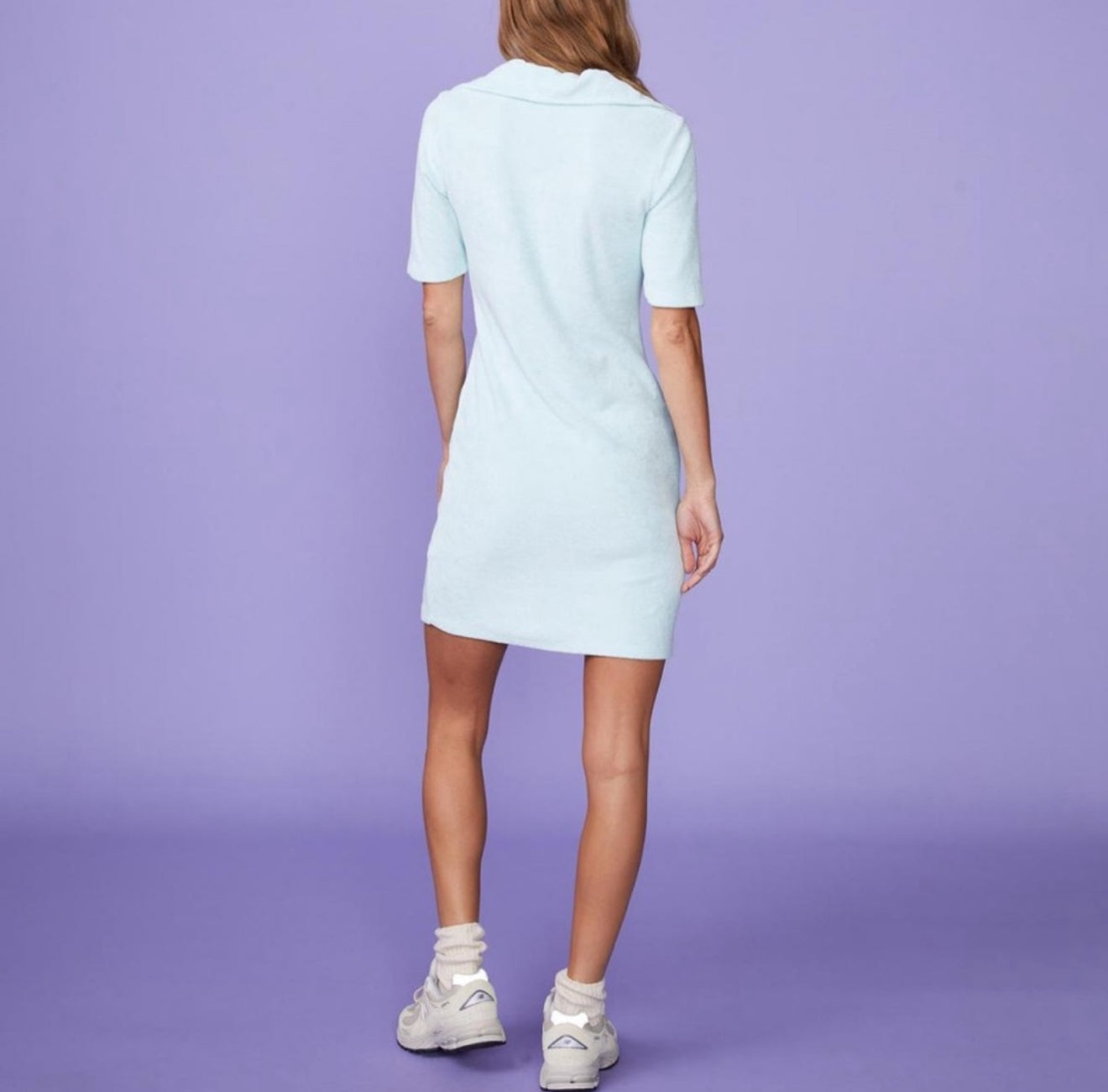 Monrow Terry Cloth Polo Dress - Sea Foam