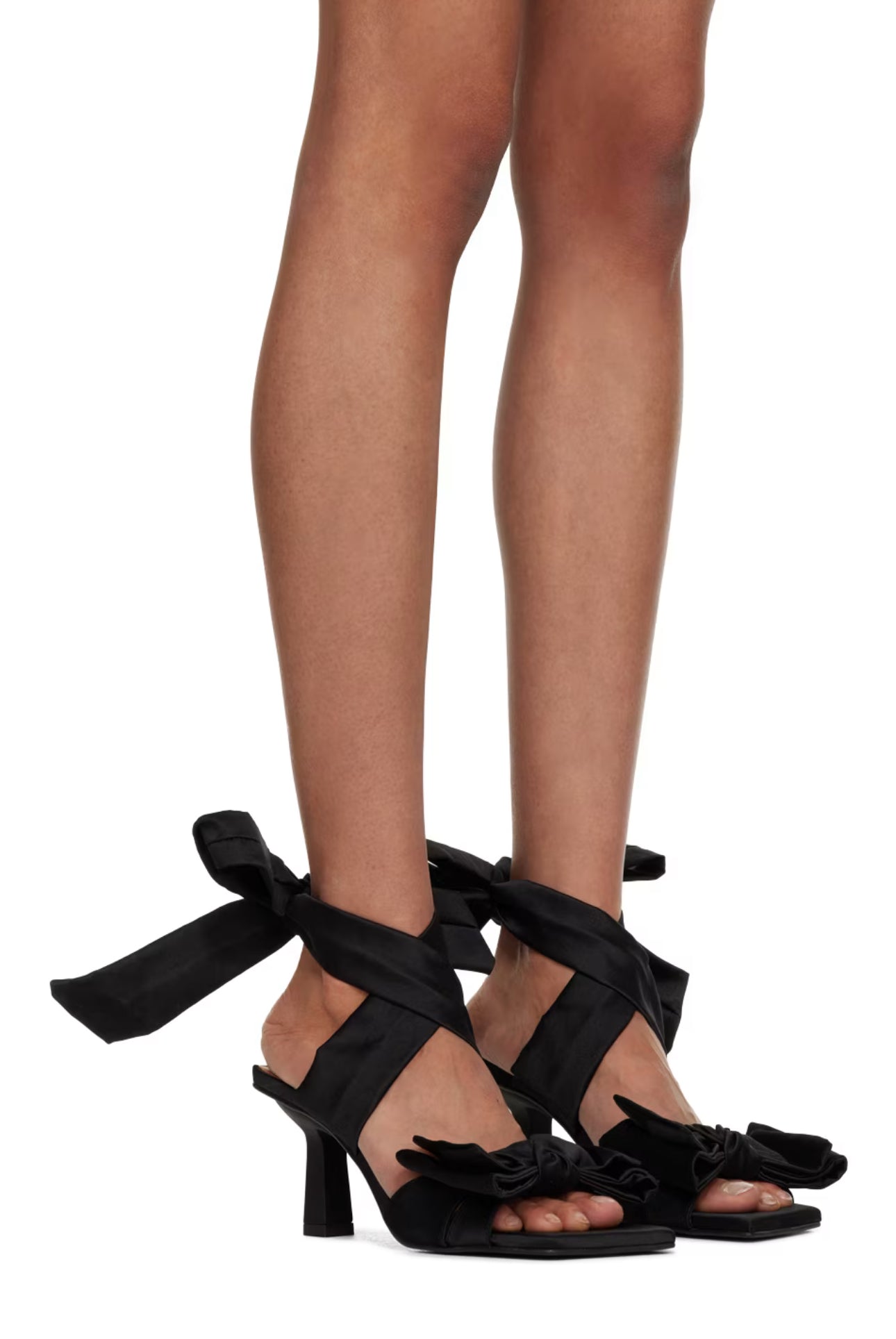 GANNI Soft Bow Heeled Sandals - Black