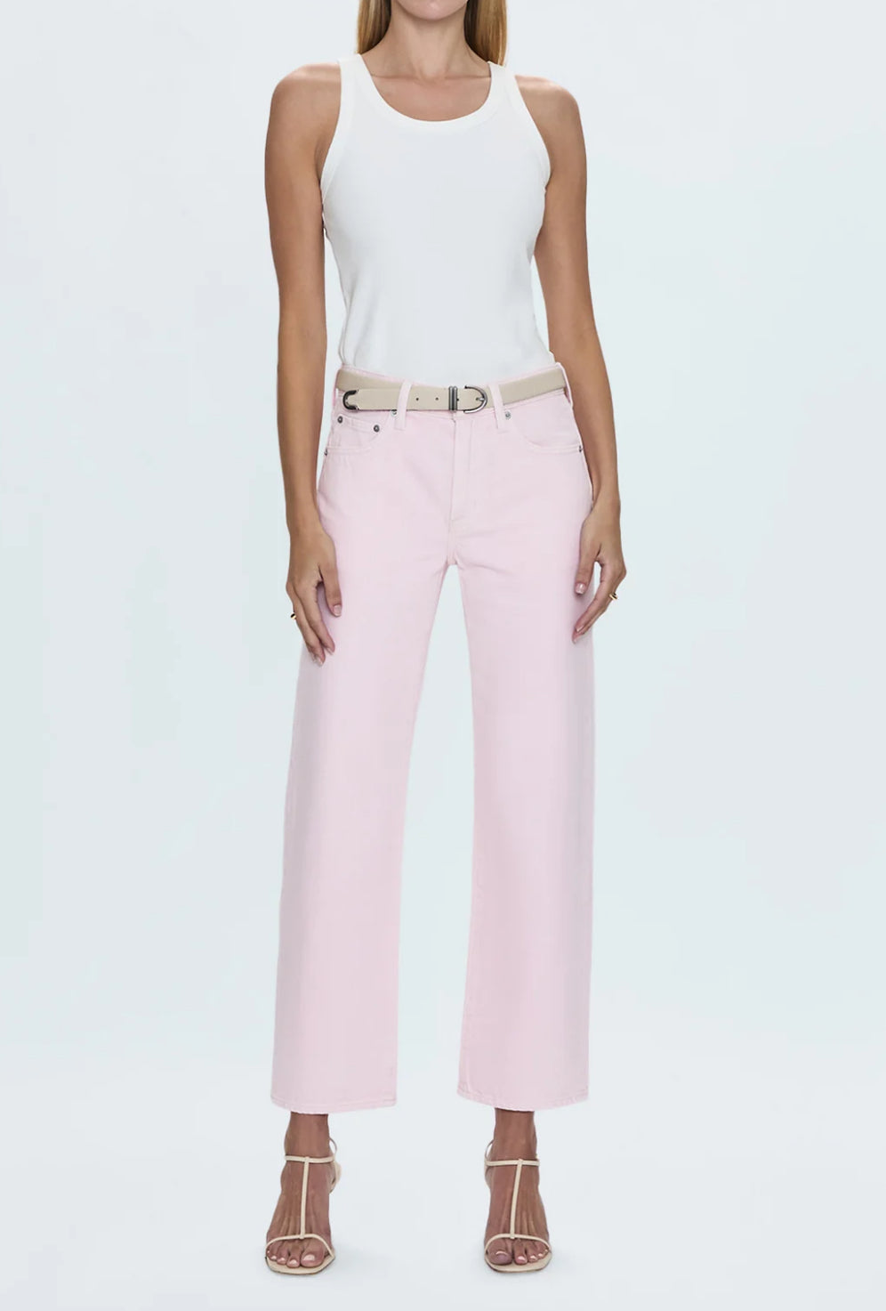 Pistola Lexi Mid Rise Bowed Straight Jean - Blush
