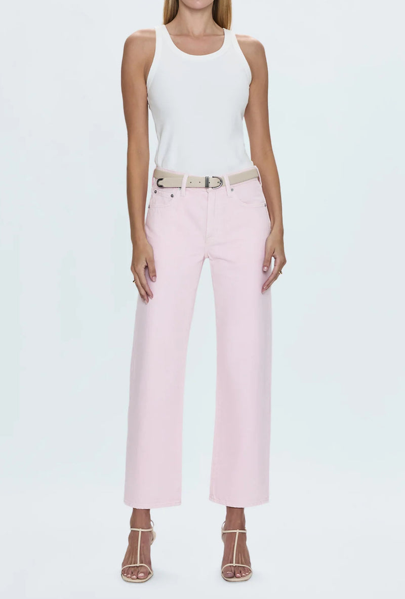 Pistola Lexi Mid Rise Bowed Straight Jean - Blush