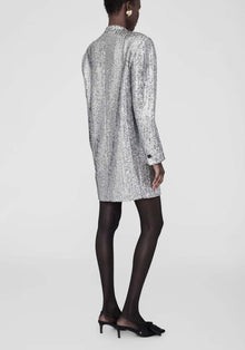 Anine Bing Veneda Mini Dress - Silver Sequin