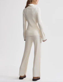 Varley Ravena Rib Knit High Neck Top - Egret
