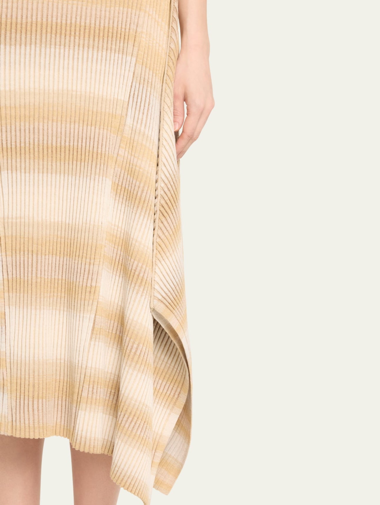 SIMKHAI Caelan Asymmetric Stripe Knit Skirt - Sand Multi