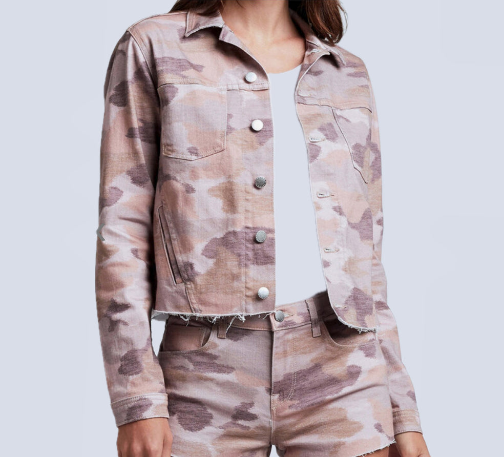 L’Agence Janice Crop Jean Jacket - Pink Camo