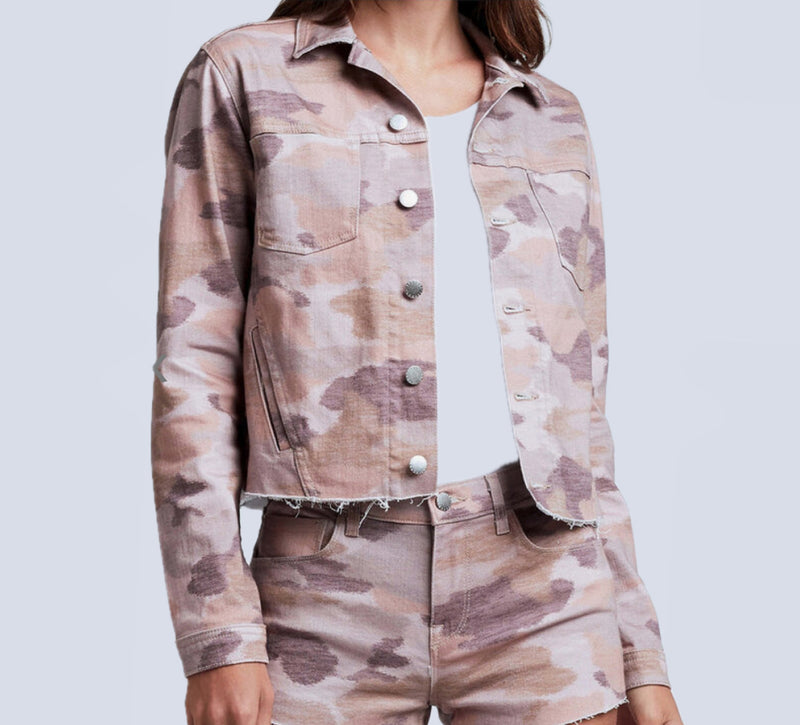 L’Agence Janice Crop Jean Jacket - Pink Camo