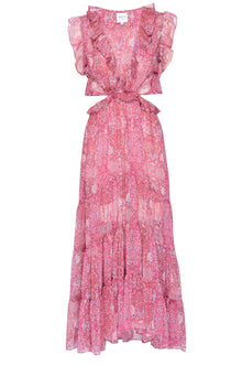 MISA Los Angeles Natasha Ruffled Floral Midi Dress - Washed Rose