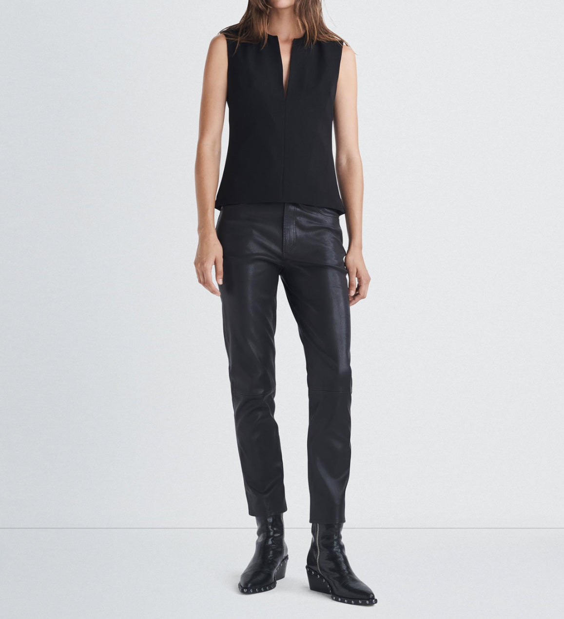 rag & bone Sonia Sleeveless Crepe Top - Black