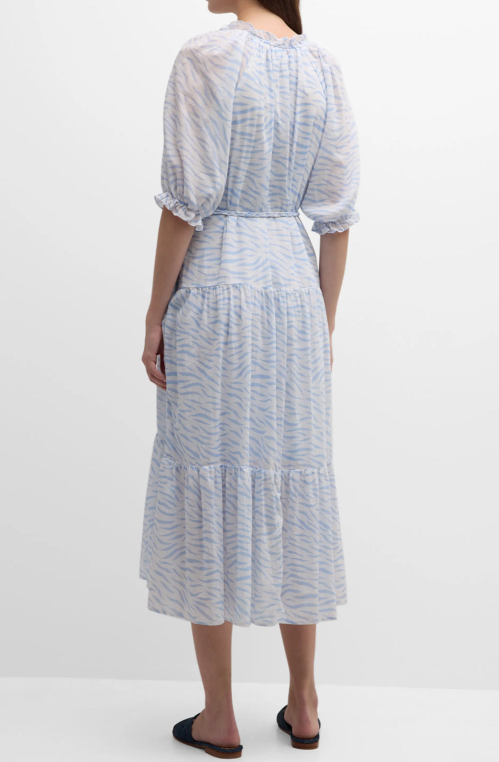 Xirena Lyta Tiered Tiger Stripe Print Midi Dress - Blue Wave