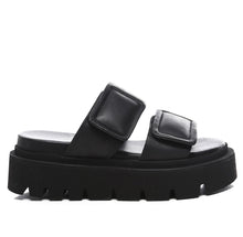 Lofina Gasoline Leather Velcro Sandals - Black