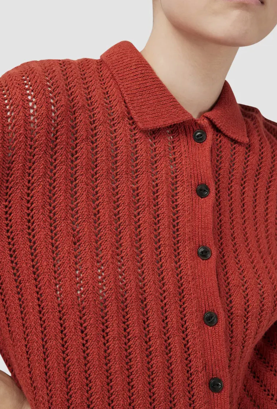 rag & bone Adrienne Open Stitch Cotton Blend Cardigan - Paprika