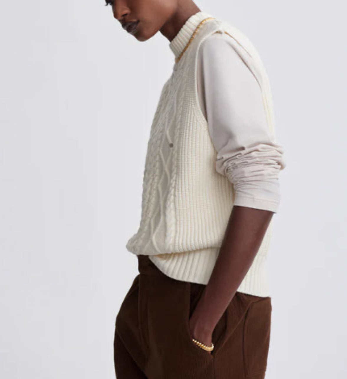 Varley Joilette Roll Neck Vest - Egret