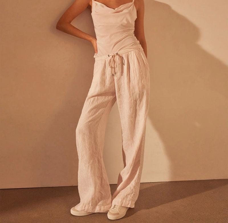 James Perse Wide Leg Relaxed Linen Pant - Zephyr Pigment