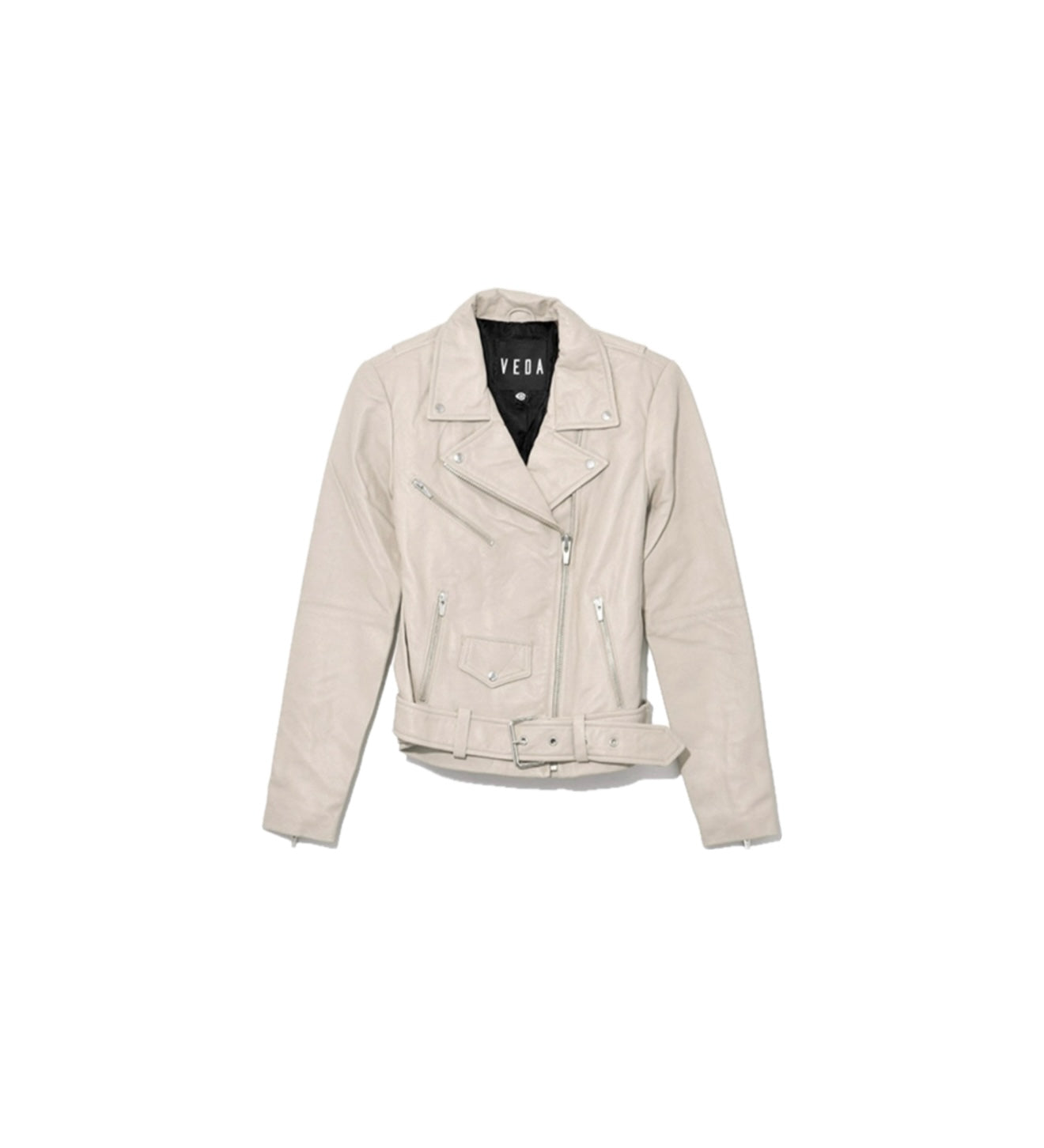 VEDA Jayne Smooth Leather Jacket - Bone