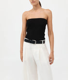 St. Agni Textured Knit Strapless Top - Black