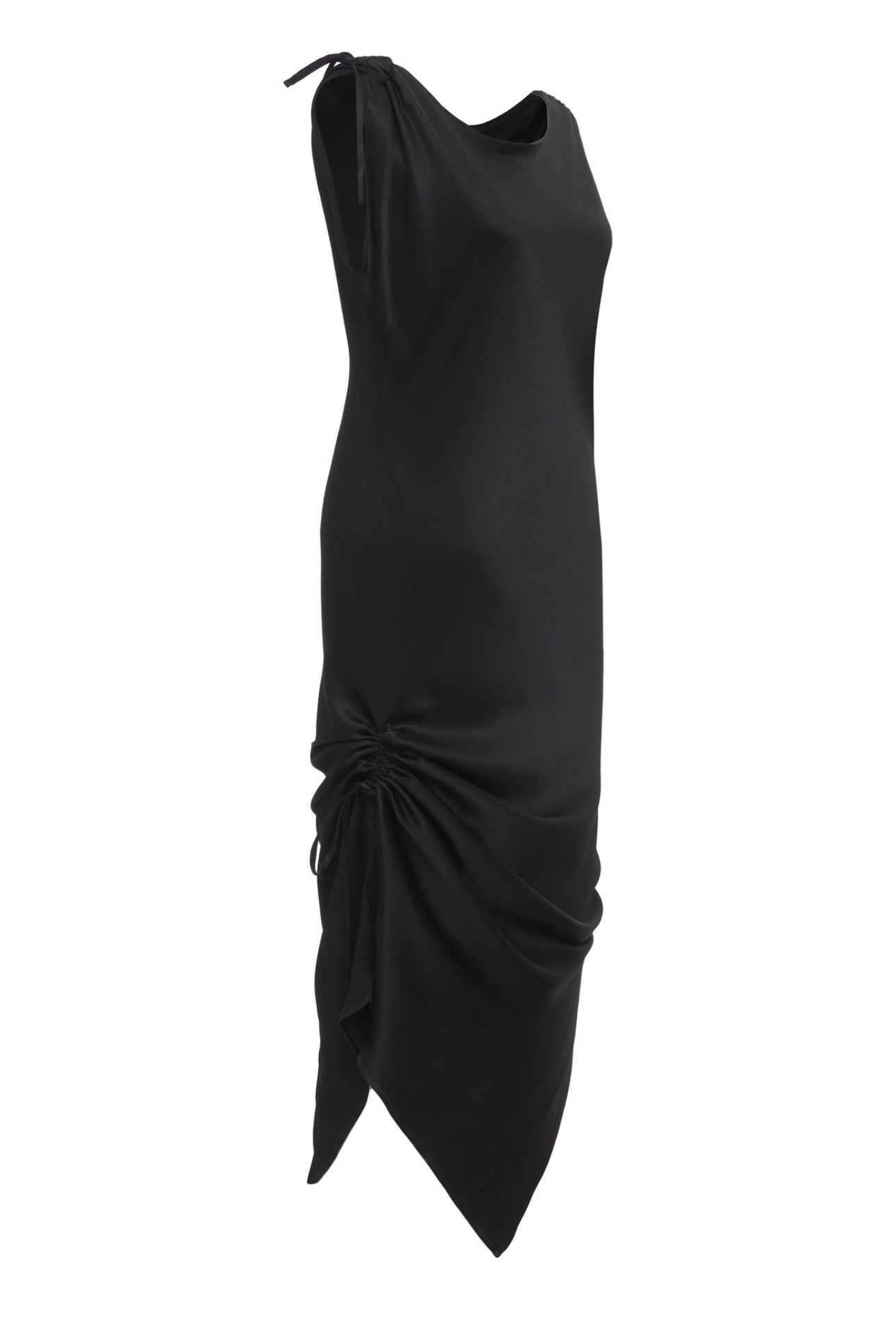 Gold Hawk Silvia Ruched Silk Dress - Black