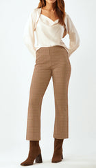 ecru Prince Cropped Flare Pant - Autumn Check