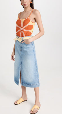 Lingua Franca Crochet Flower Tank - Pale Yellow