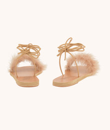 Ancient Greek Sandals Choros Marabu Feather Leather Sandal - Beige