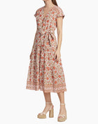 Veronica Beard Lexington Belted Floral Maxi Dress - Off White Multi