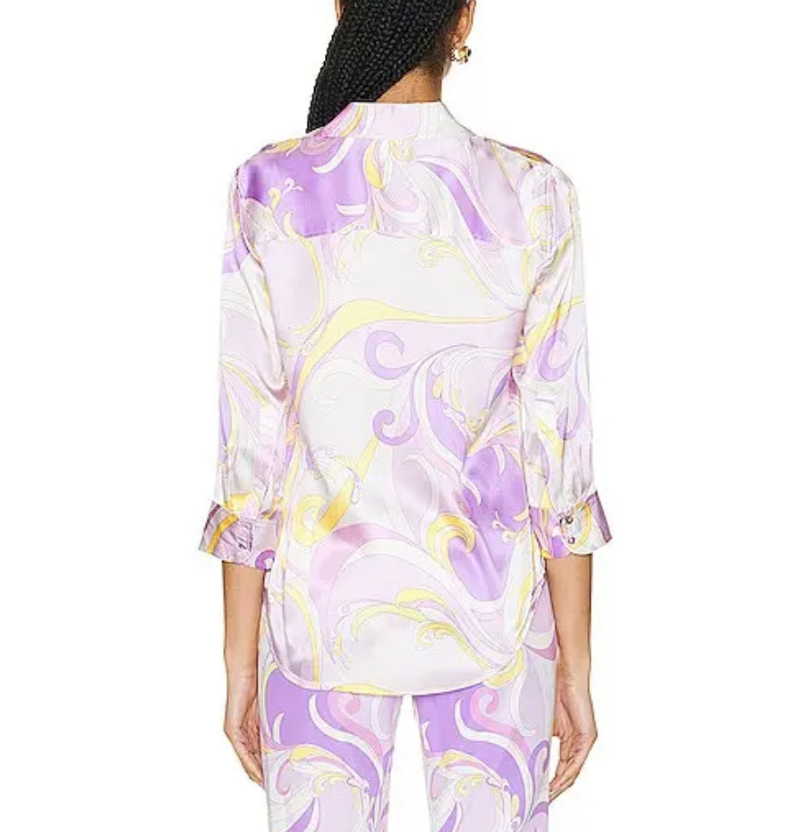 L’Agence Dani Orchid Multi Saint Martin Print Blouse