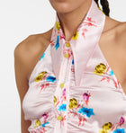 GANNI Floral Silk Blend Halter Neck Top