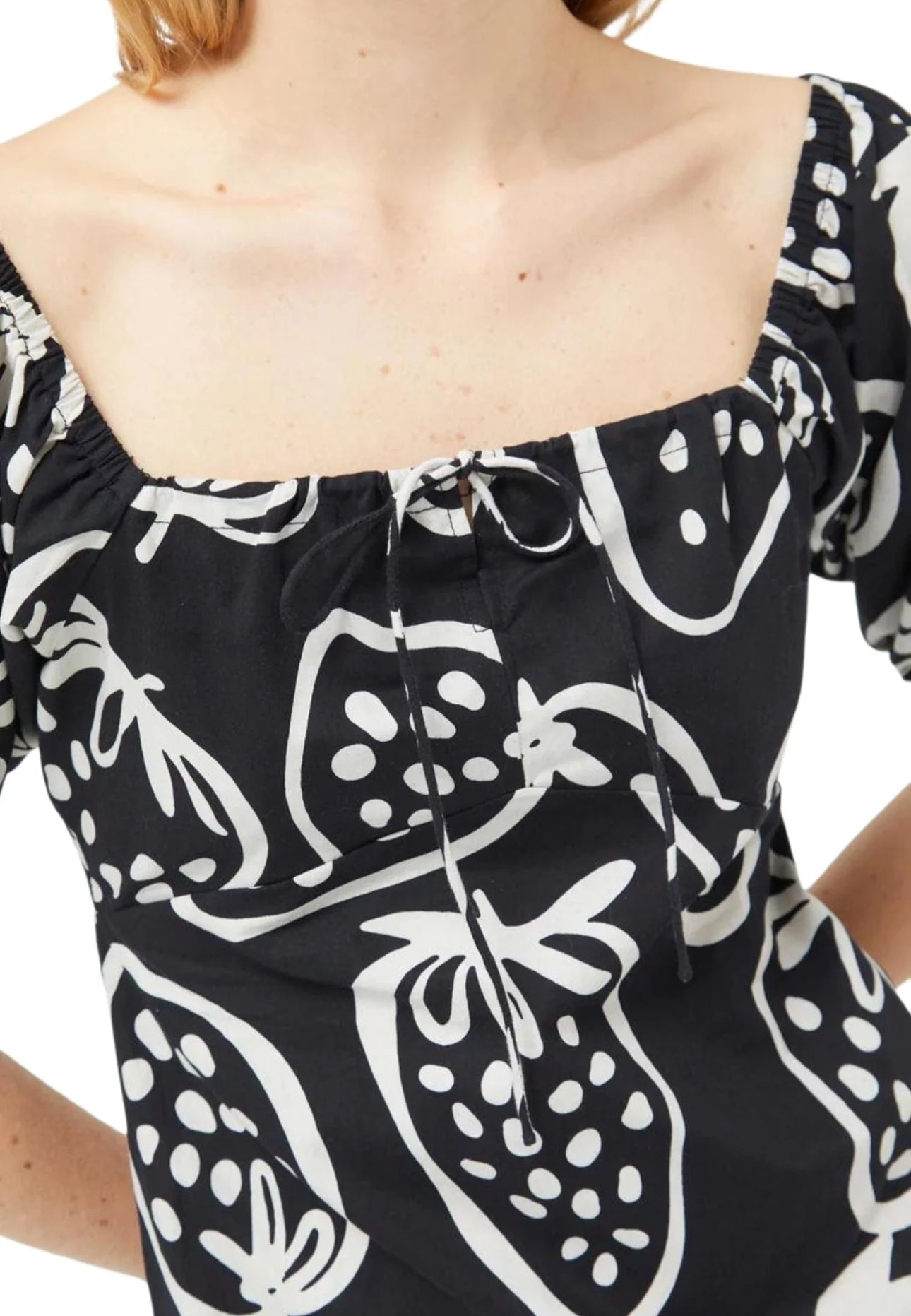 Compañia Fantastica Short Strawberry Print Dress - Black/White