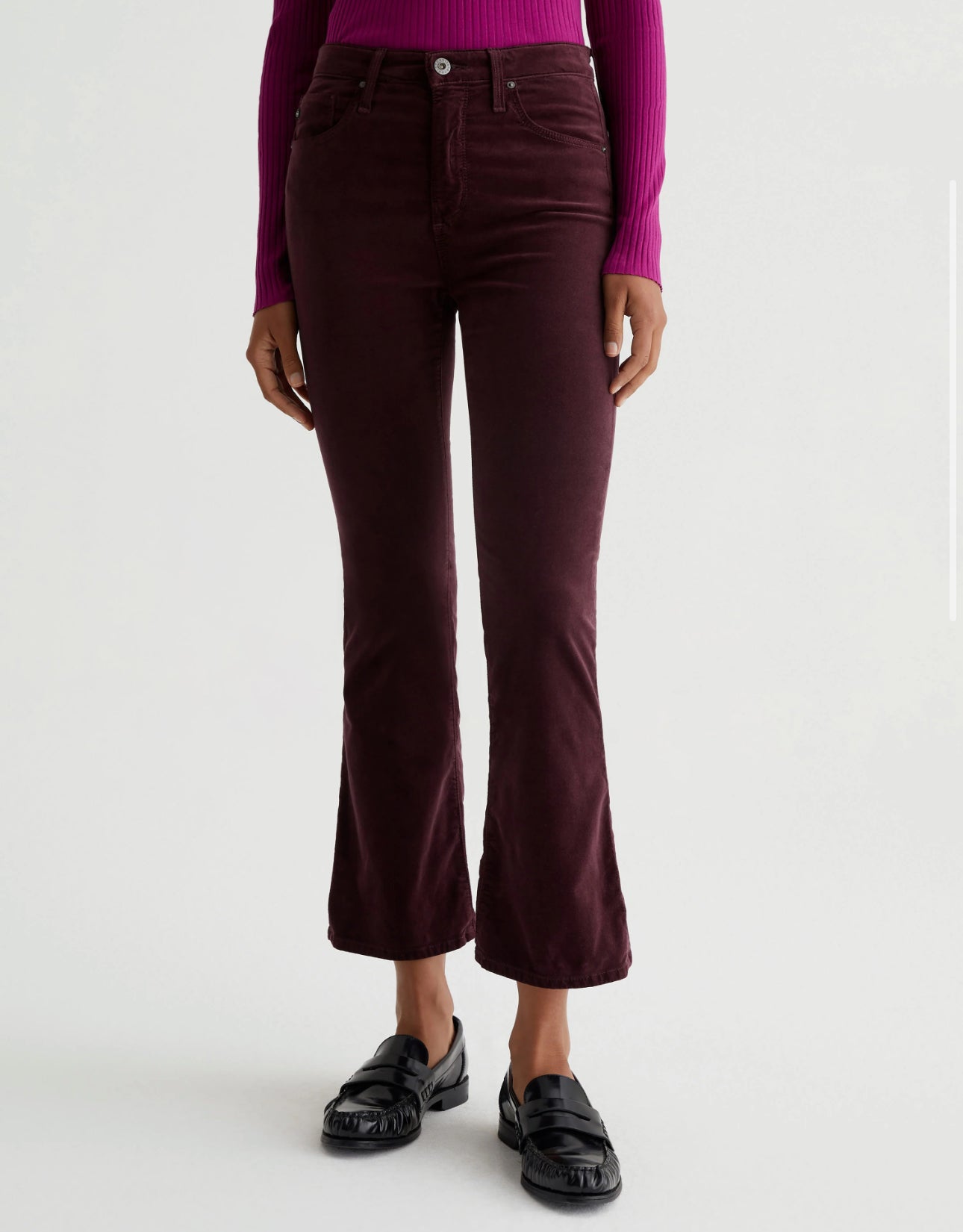 AG Jeans Velvet High Rise Farrah Boot Crop - Pinot Noir