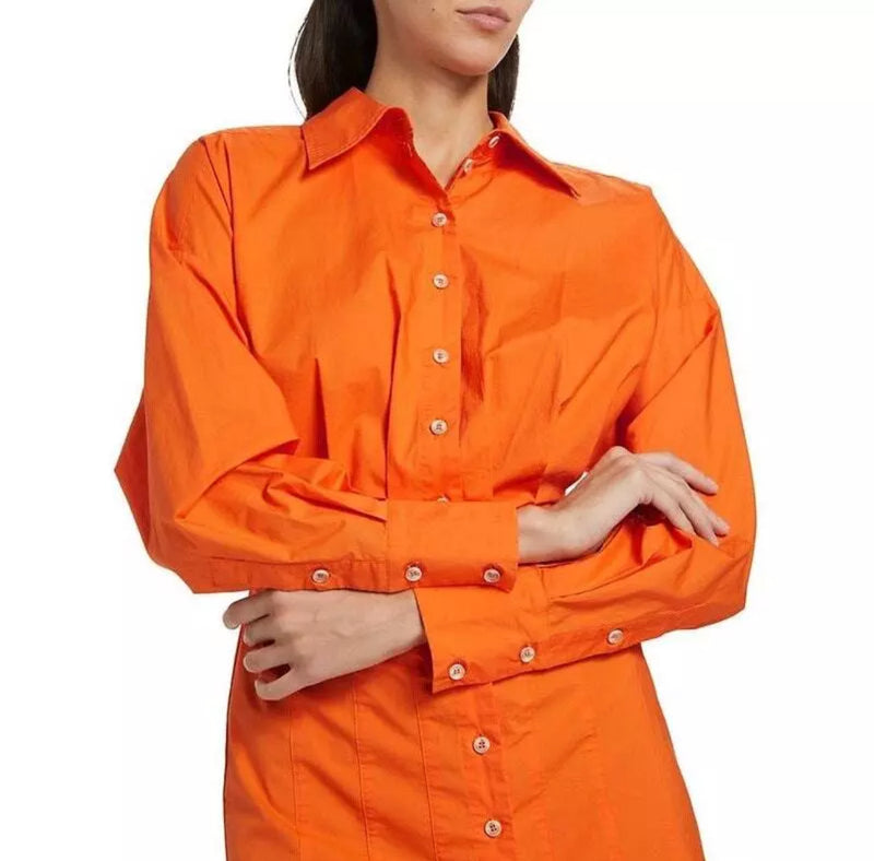 En Saison Pleated Shirt Dress - Tangerine