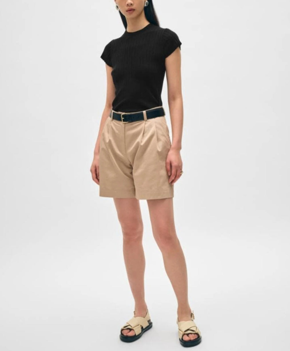 White + Warren Ribbed T Shirt - Black