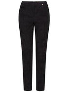 ROBELL Marie Flower Jacquard Slim Fit Trouser - Black