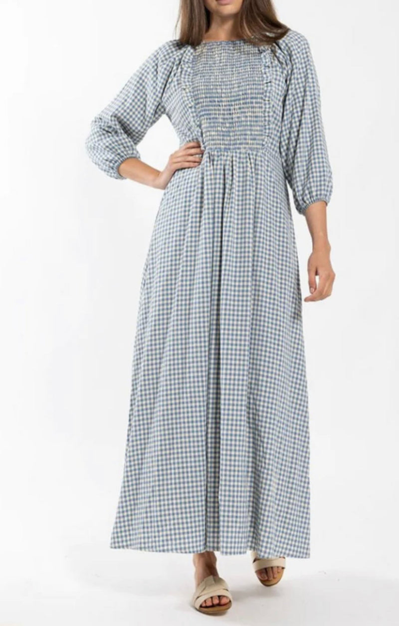 Concept Gingham Smock Front Midi Dress