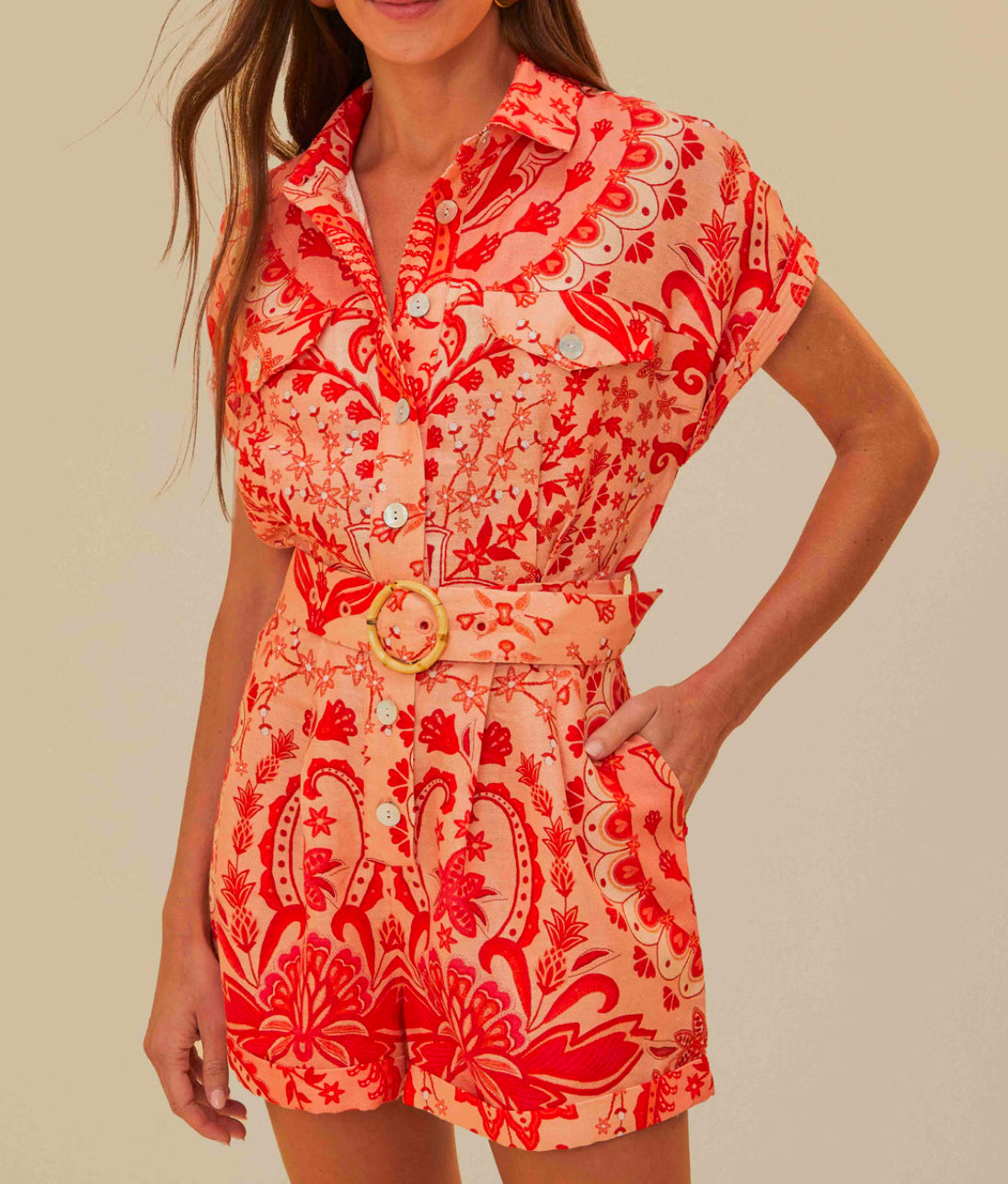 Farm Rio Jaipur Romper - Red