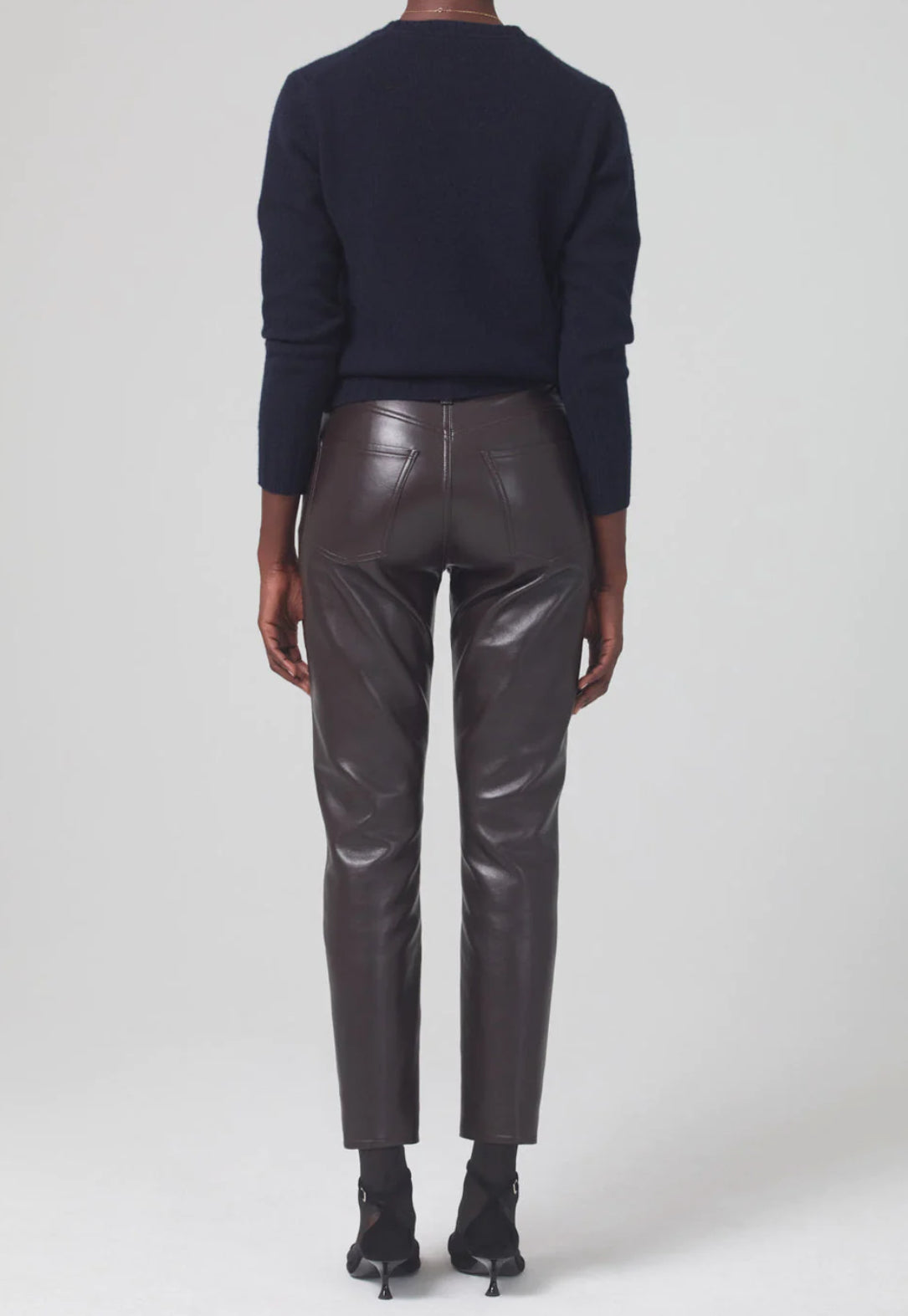 Citizens of Humanity Jolene High-Rise Leather Pants - Chocolate Torte