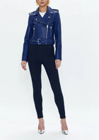Pistola Tracy Cropped Moto Jacket - Electric Blue