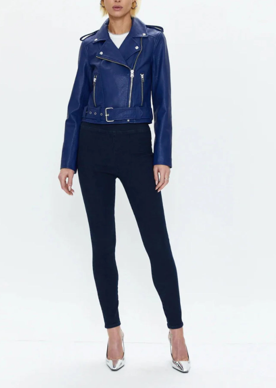 Pistola Tracy Cropped Moto Jacket - Electric Blue