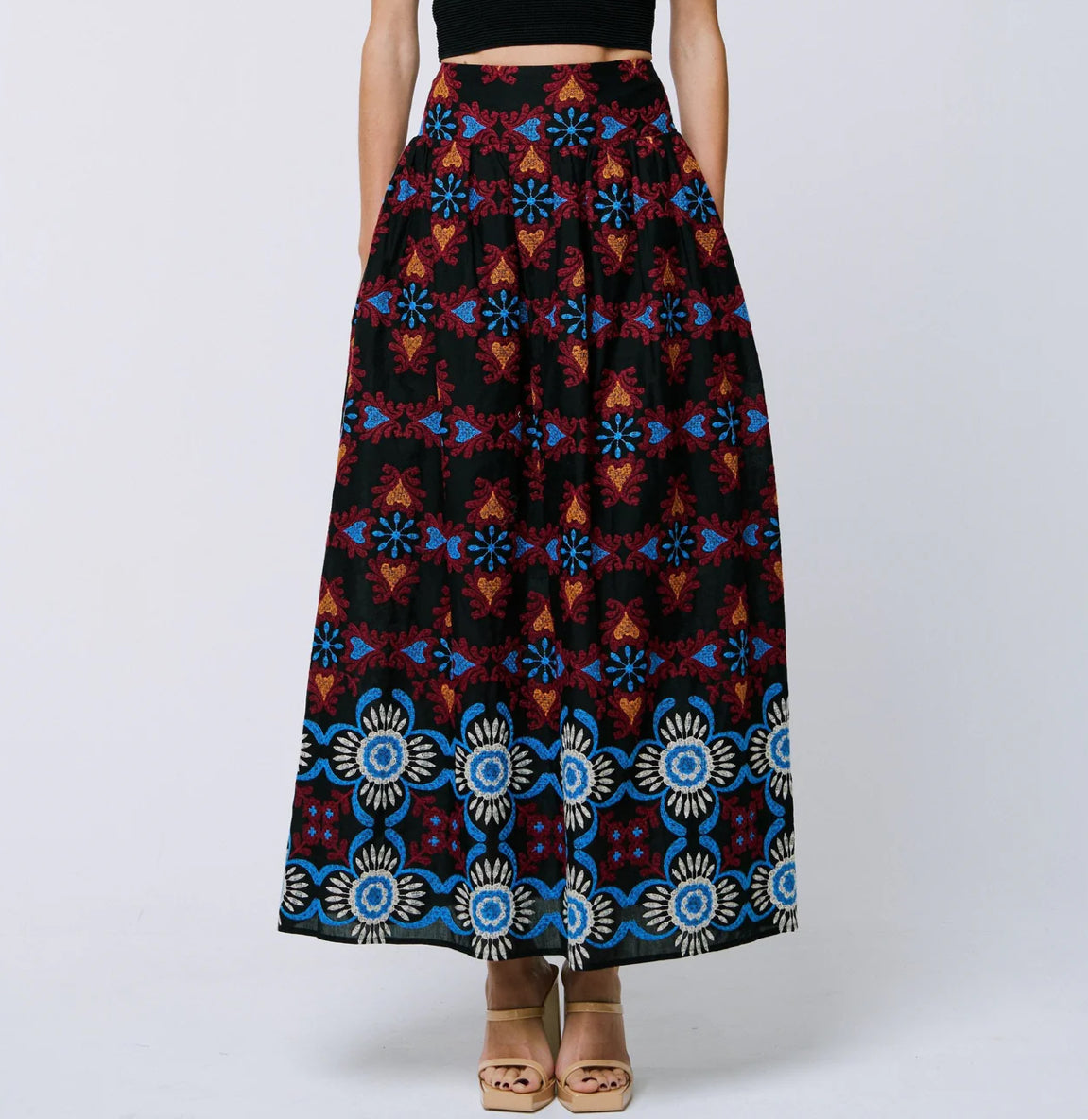 Ciebon Deana Embroidered Maxi Skirt