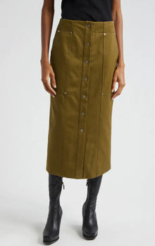 A.L.C. Hannah Cotton Twill Pencil Skirt - Olive Green