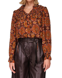 Cara Cara Michelle Blouse - Scarf Medallion Chai Tea