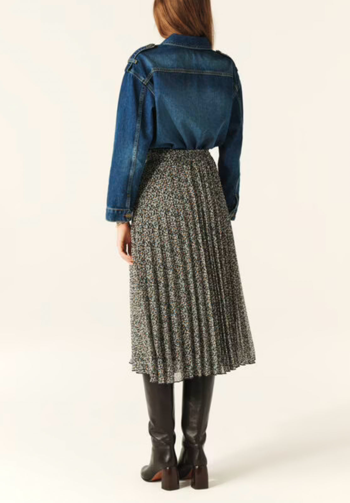 ba&sh Kamy Pleated Midi Skirt - Blue Multi