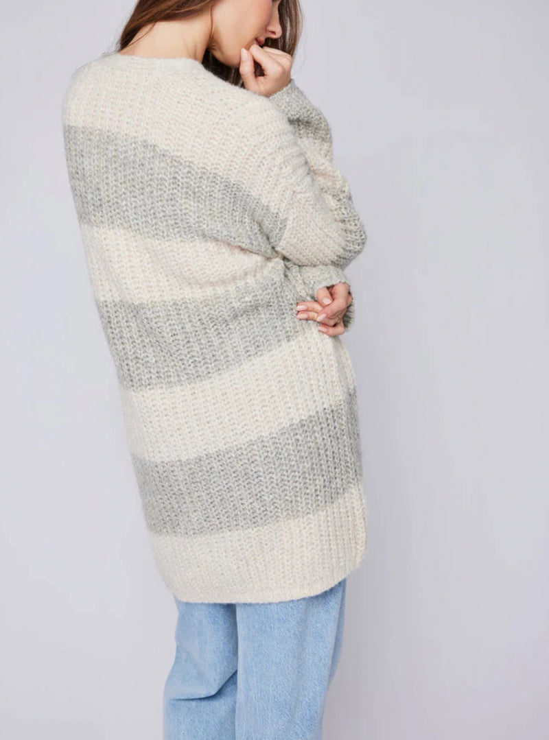 Gentle Fawn Enid Oversized Striped Cardigan - Heather Taupe