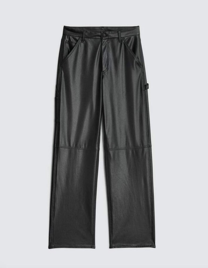 rag & bone Sid Faux Leather Carpenter Pant - Black