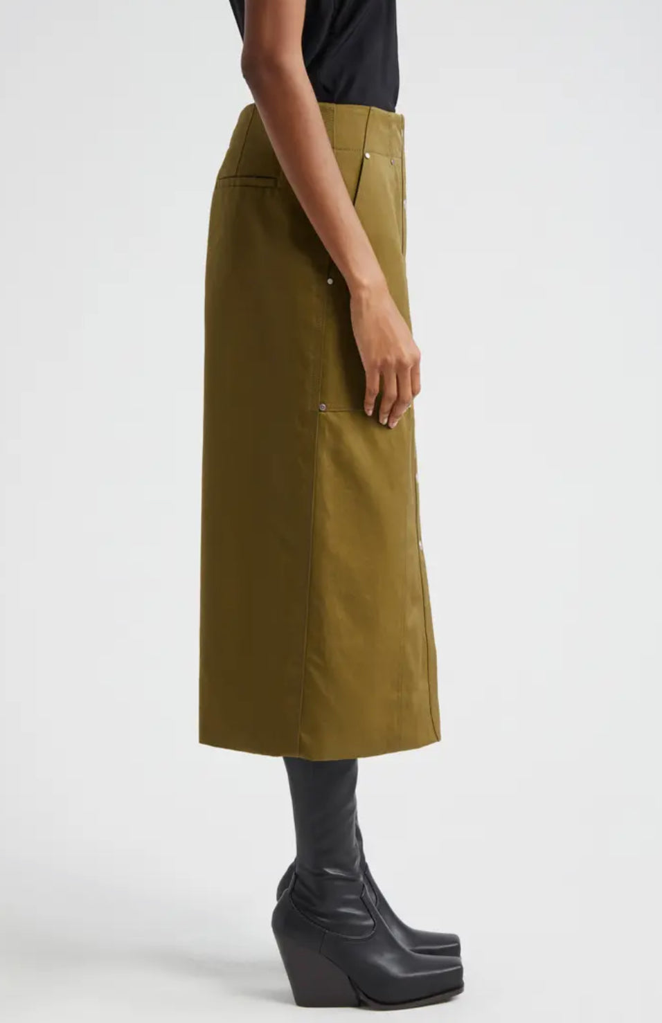 A.L.C. Hannah Cotton Twill Pencil Skirt - Olive Green