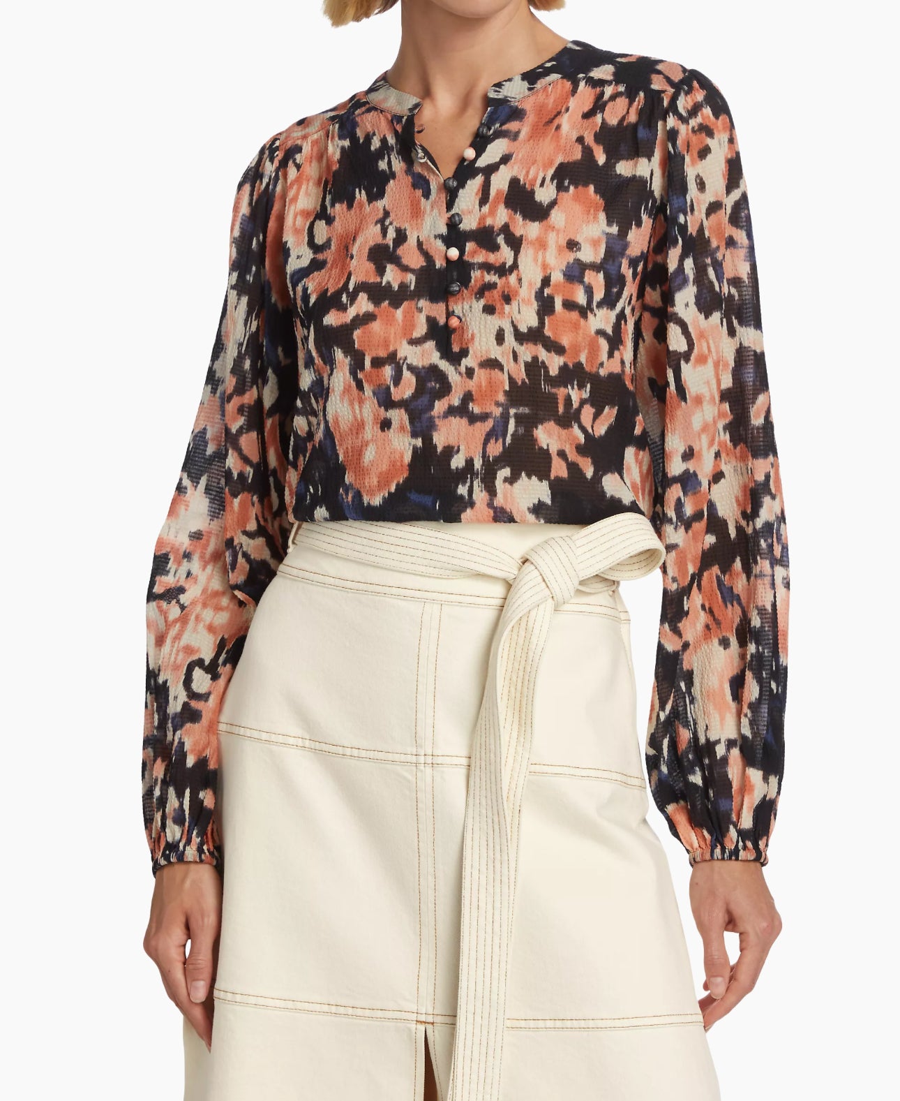 Tanya Taylor Miranda Printed Blouse - Peach Multi