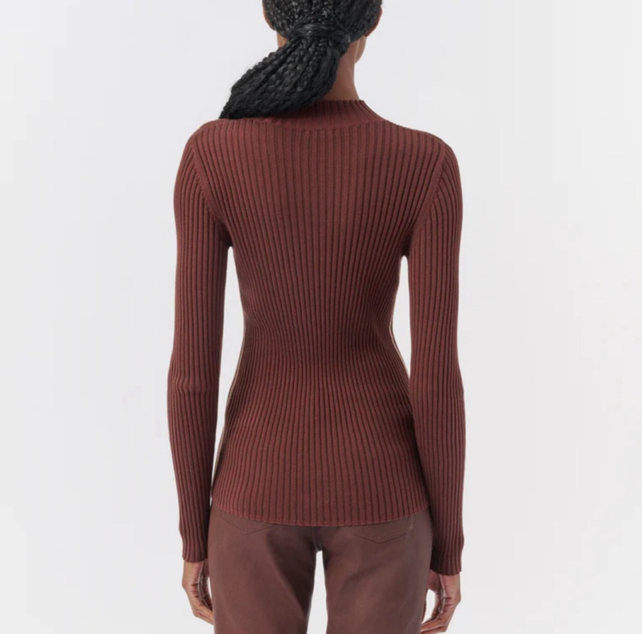 ATM Mock Neck Silk & Cotton Sweater - Chocolate