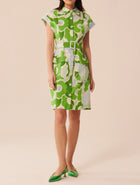 Tara Jarmon Cotton Flower Print Rajah Dress - Green