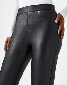 Spanx Leather-Like Straight Leg Pant - Luxe Black