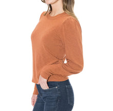 Michael Stars Tagoe Fonda Puff Sleeve Top With Back Snaps - Pecan