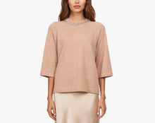 Autumn Cashmere Oversized Tee W/Rhinestone Trim - Cappuccino