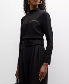 A.L.C. Holly Open-Stitch Top - Black