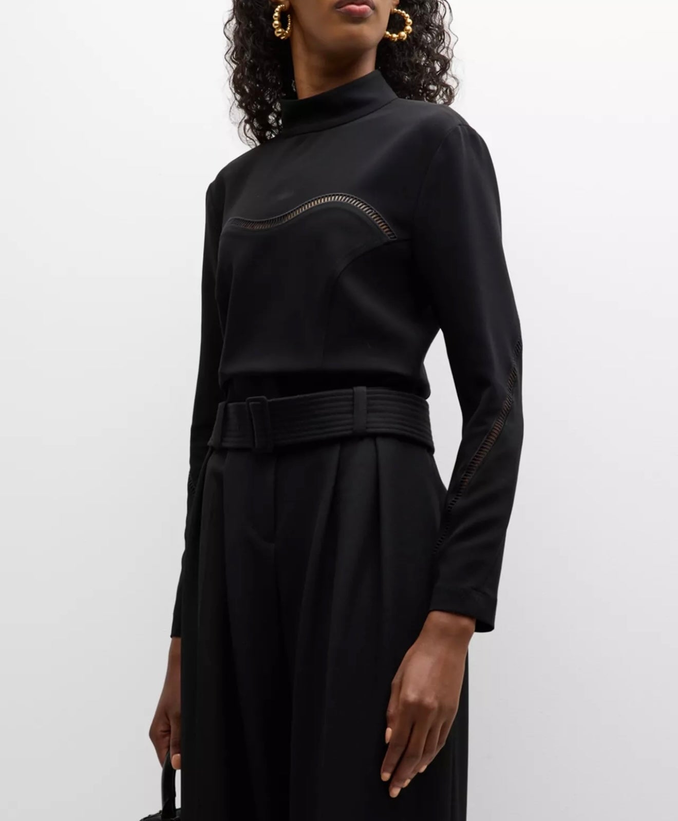 A.L.C. Holly Open-Stitch Top - Black